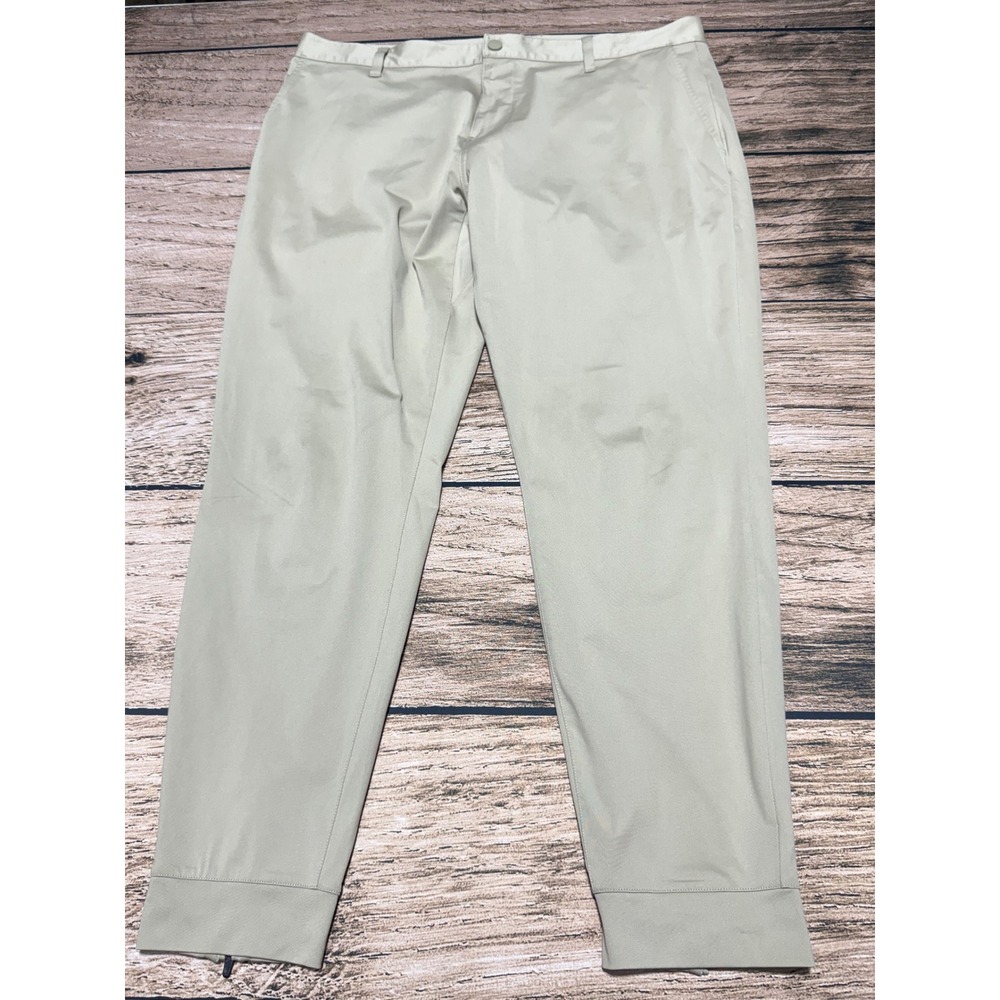 Rhone Performance Pants Men Size 38 Tan Tapered Zip Cuff Commuter 100594